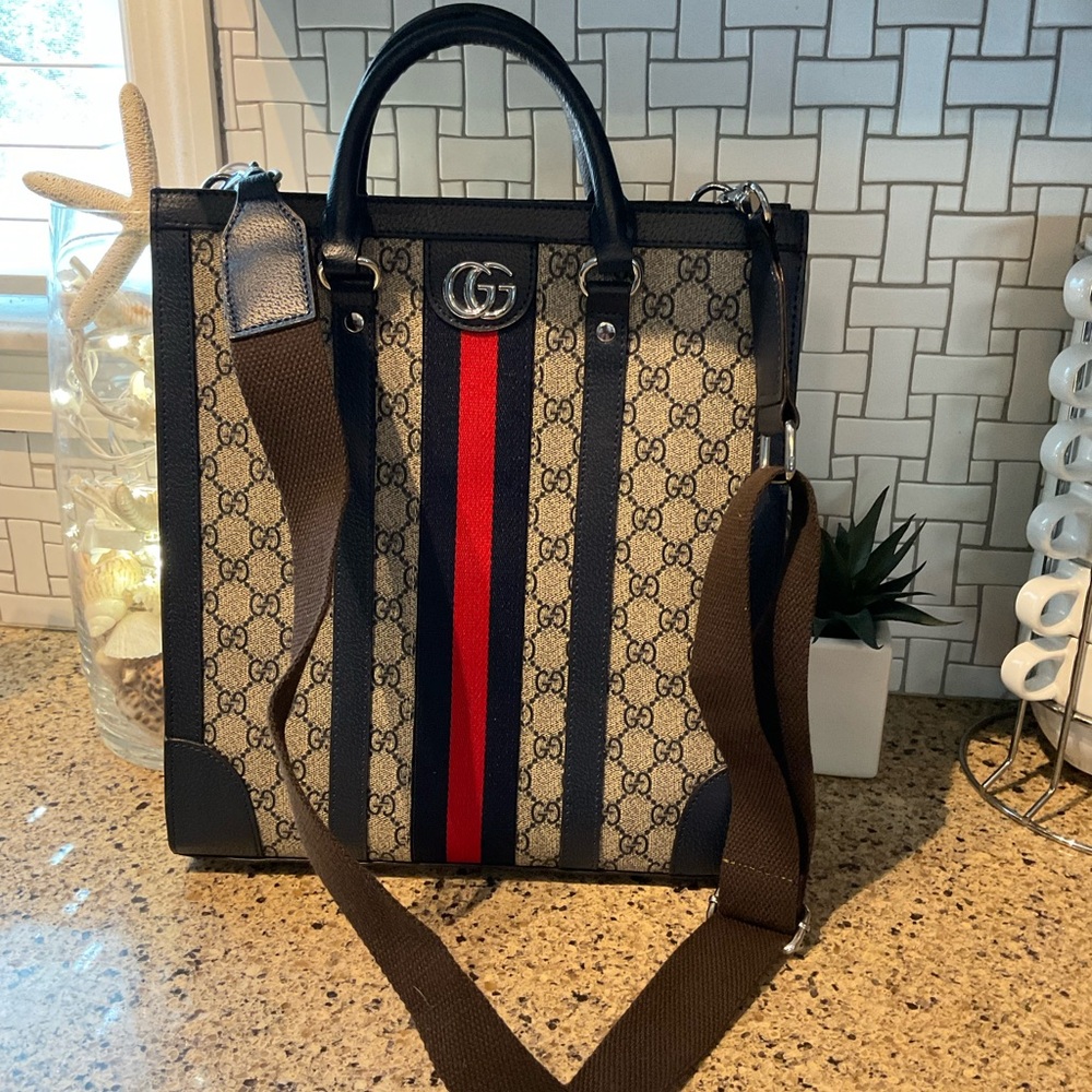 Brown and Blue Satchel